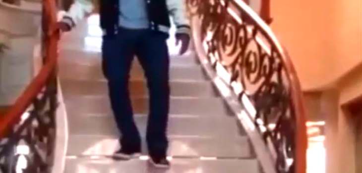 Anderson Silva walking down stairs
