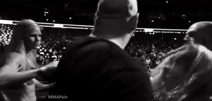 Holly Holm vs Ronda Rousey stage scrap